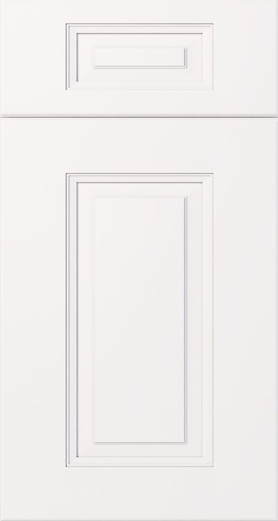 White raised-panel cabinet door sample