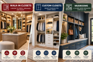 Walk-in closet vs custom closet and mudroom storage ideas for Dallas homes
