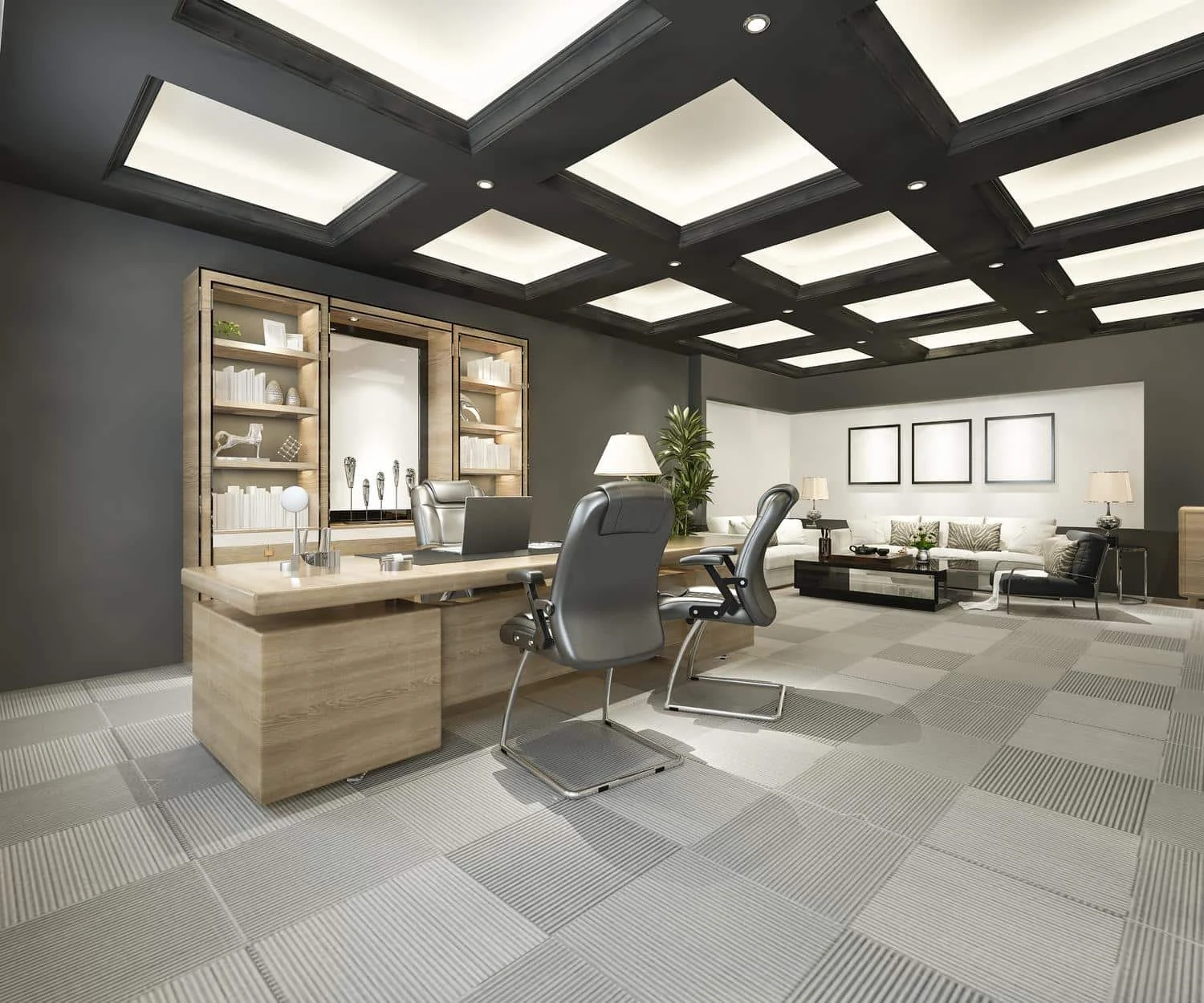 Light wood home office cabinetry with built-in desk by KP Closet & Cabinet Design